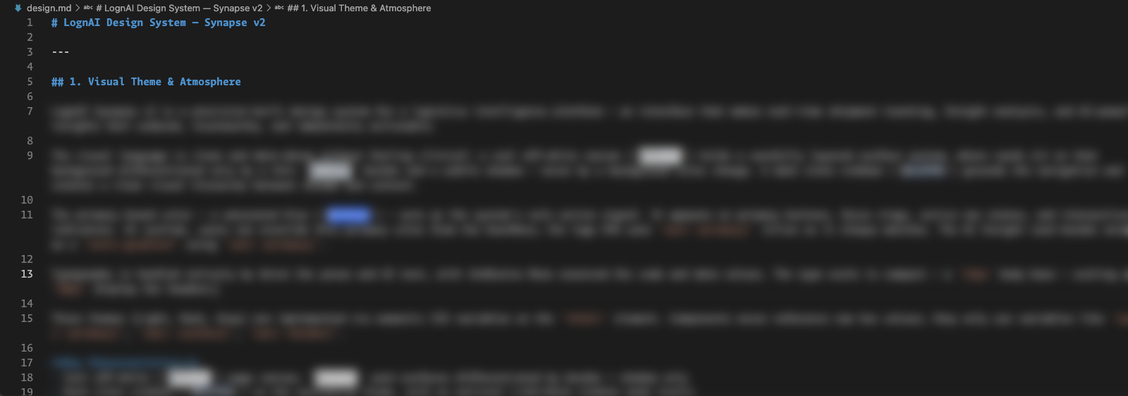 The design.md file that documents the design system